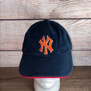Youth Used Navy  Corduroy Blue Cap with Orange Yankees Logo Unbranded